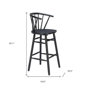 HomeRoots Set of Two Stylish Black Solid Wood Low Back Bar Chairs with Ergonomic Comfort for Any Space 635707