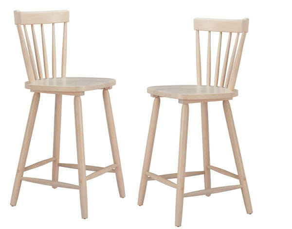 HomeRoots Set of Two Natural Solid Wood Bar Chairs - Modern Low Back Design with Ergonomic Comfort & Style 635708