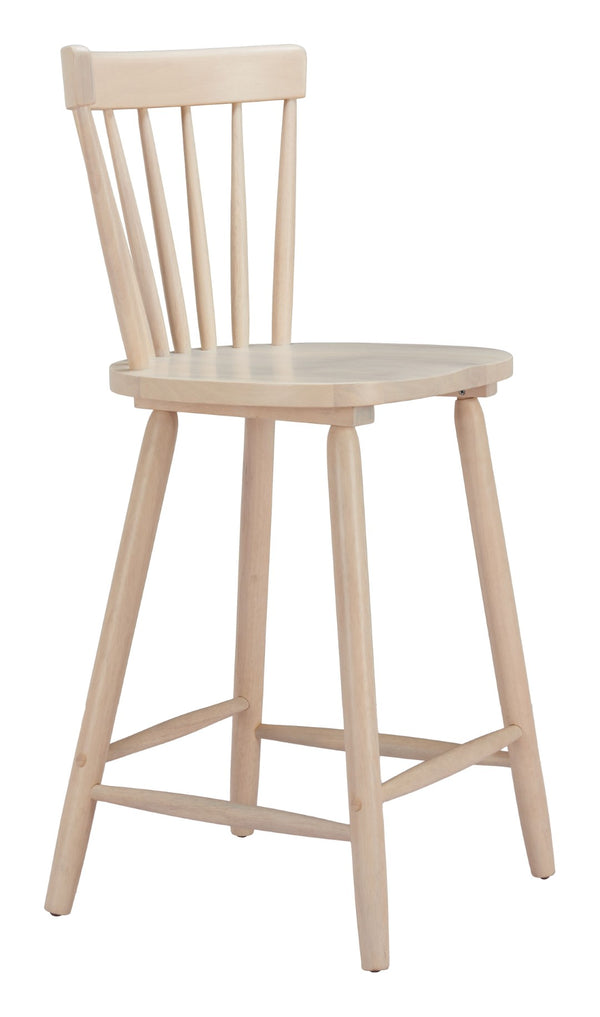HomeRoots Set of Two Natural Solid Wood Bar Chairs - Modern Low Back Design with Ergonomic Comfort & Style 635708
