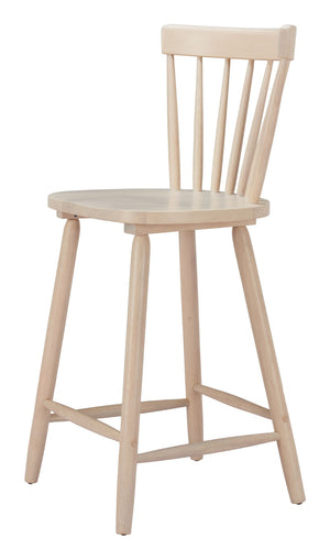 HomeRoots Set of Two Natural Solid Wood Bar Chairs - Modern Low Back Design with Ergonomic Comfort & Style 635708
