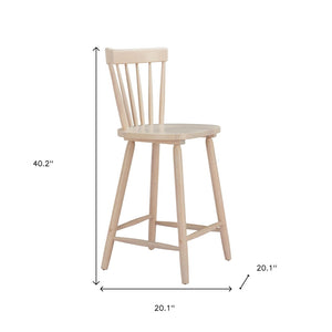 HomeRoots Set of Two Natural Solid Wood Bar Chairs - Modern Low Back Design with Ergonomic Comfort & Style 635708