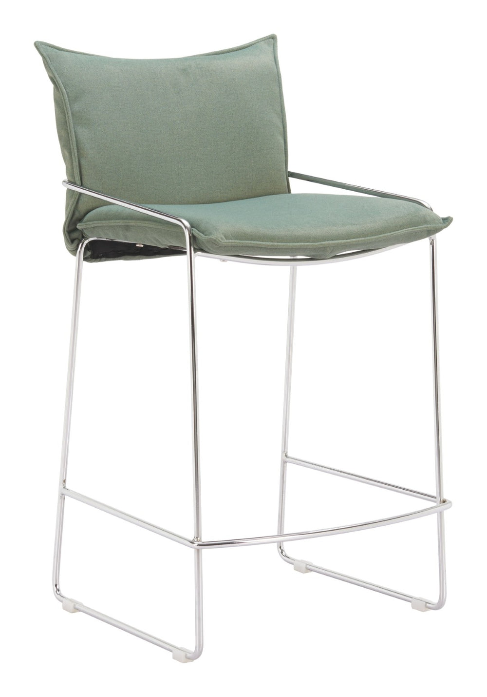 HomeRoots Green Wood and Fabric Bar Chair - Contemporary Comfort with Stylish Bucket Seat and Ergonomic Design 635709