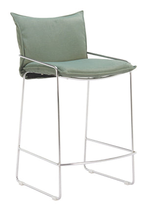 HomeRoots Green Wood and Fabric Bar Chair - Contemporary Comfort with Stylish Bucket Seat and Ergonomic Design 635709