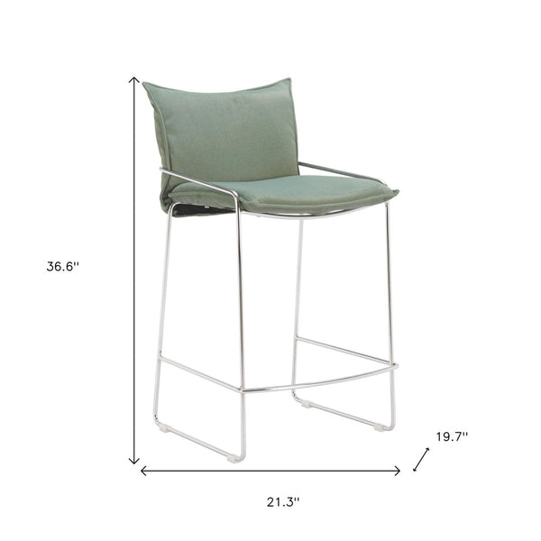 HomeRoots Green Wood and Fabric Bar Chair - Contemporary Comfort with Stylish Bucket Seat and Ergonomic Design 635709