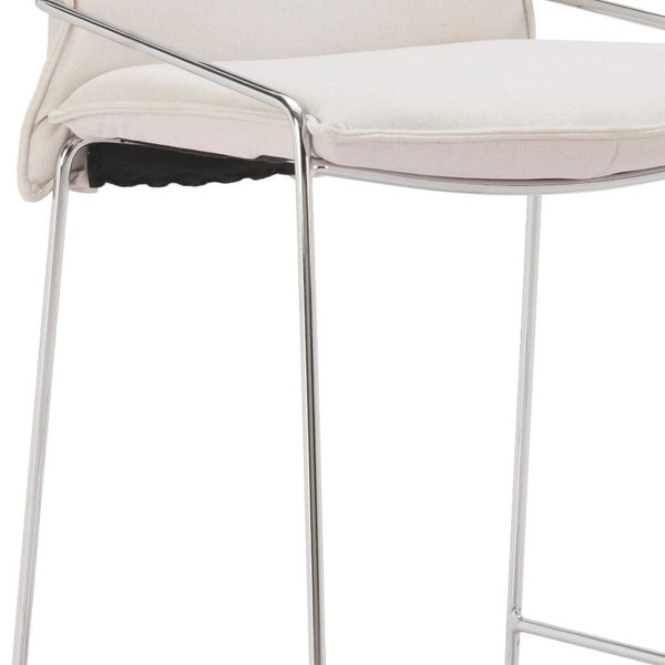 HomeRoots White Wood and Fabric Bar Chair - Stylish, Comfortable Design for Home and Hospitality Spaces, 440 lbs Capacity 635710