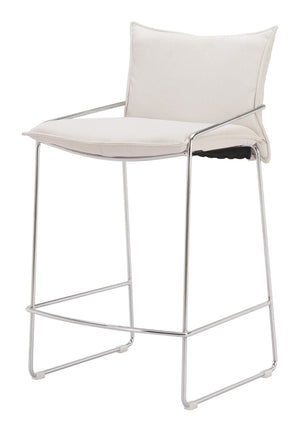 HomeRoots White Wood and Fabric Bar Chair - Stylish, Comfortable Design for Home and Hospitality Spaces, 440 lbs Capacity 635710