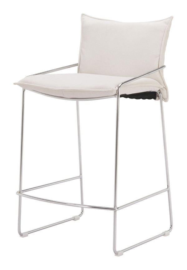 HomeRoots White Wood and Fabric Bar Chair - Stylish, Comfortable Design for Home and Hospitality Spaces, 440 lbs Capacity 635710
