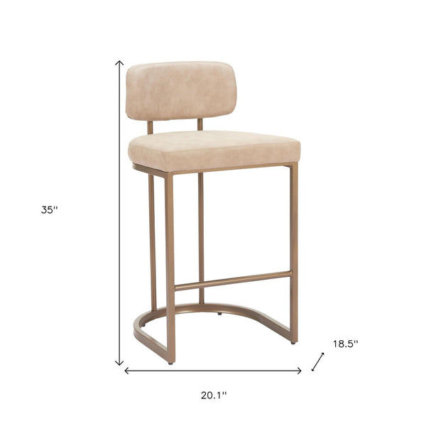 HomeRoots Set of Two Beige Low-Back Bar Chairs - Modern Comfort, Durable Fabric, Perfect for Home & Entertainment 635711