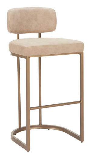 HomeRoots Set of Two Low Back Beige Bar Chairs - Modern Comfort & Style for Home, Café, or Hospitality Space 635713