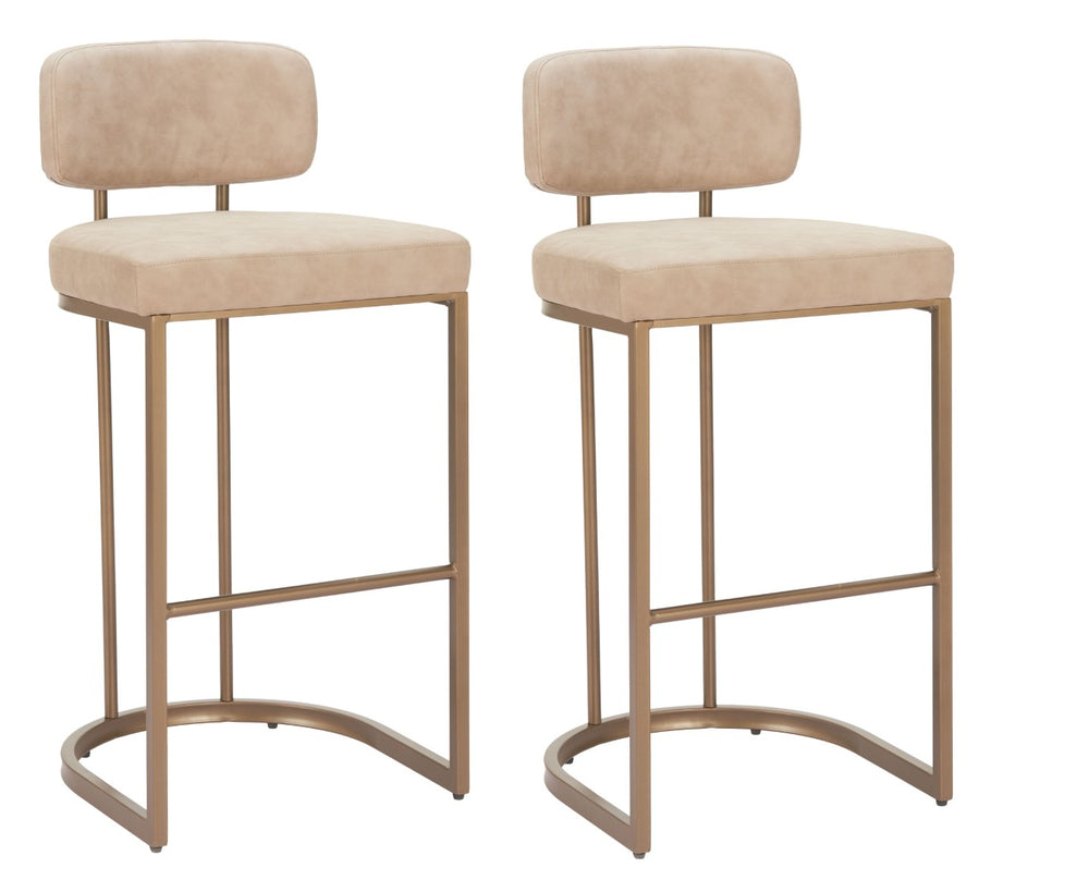 HomeRoots Set of Two Low Back Beige Bar Chairs - Modern Comfort & Style for Home, Café, or Hospitality Space 635713