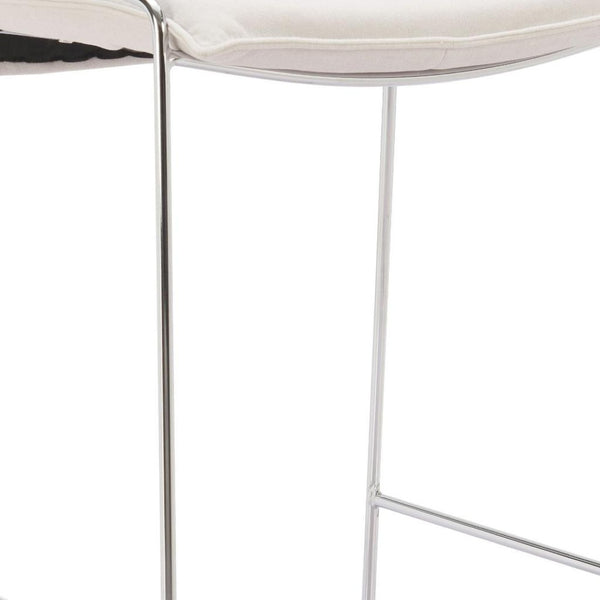 HomeRoots White Wood and Fabric Bar Chair – Stylish, Comfortable Seating with Armrests for Home Bars & Kitchens 635714
