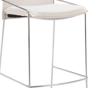 HomeRoots White Wood and Fabric Bar Chair – Stylish, Comfortable Seating with Armrests for Home Bars & Kitchens 635714