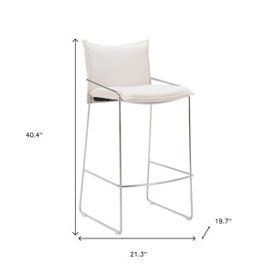 HomeRoots White Wood and Fabric Bar Chair – Stylish, Comfortable Seating with Armrests for Home Bars & Kitchens 635714