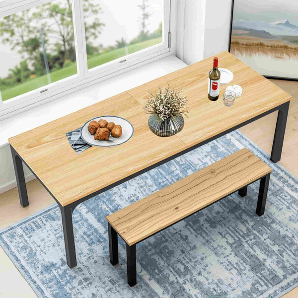 HomeRoots 46" Brown Solid Wood Dining Table - Classic Oak Design, Seats 6, Perfect for Family Meals & Gatherings 635737
