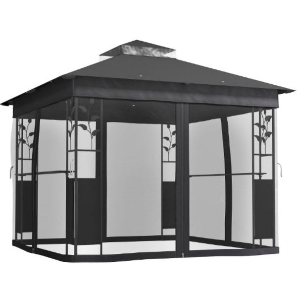 English Elm Height Adjustable 10x10 Pop up Canopy with Mesh Walls Steel Frame Uv Protection T3971P426857