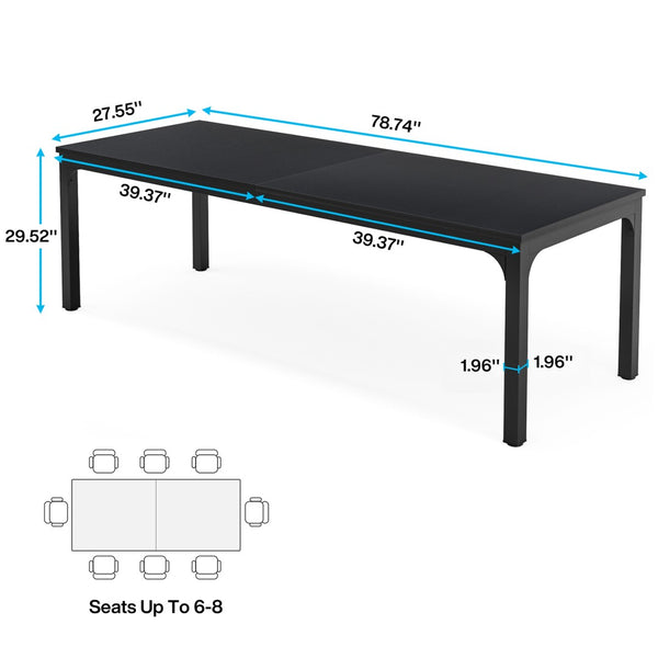 HomeRoots 46" Black Solid Wood Dining Table - Stylish, Durable Design Seats 6 - Perfect for Modern Spaces! 635738