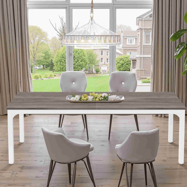 HomeRoots 46" Gray Solid Wood Dining Table – Modern Rectangular Design, Seats 6, Ideal for Home & Workspace 635740