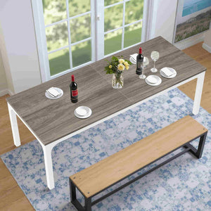 HomeRoots 46" Gray Solid Wood Dining Table – Modern Rectangular Design, Seats 6, Ideal for Home & Workspace 635740