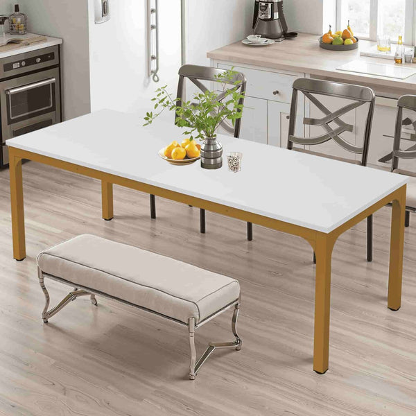 HomeRoots 46" White Solid Wood Dining Table - Elegant Oak Design for Modern Homes, Seats 6 Comfortably! 635741