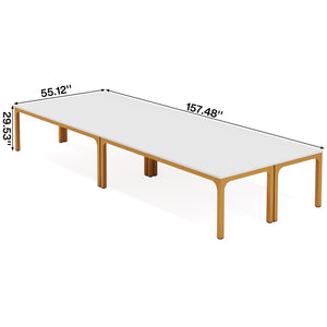 HomeRoots 46" White Solid Wood Dining Table - Elegant Oak Design for Modern Homes, Seats 6 Comfortably! 635741