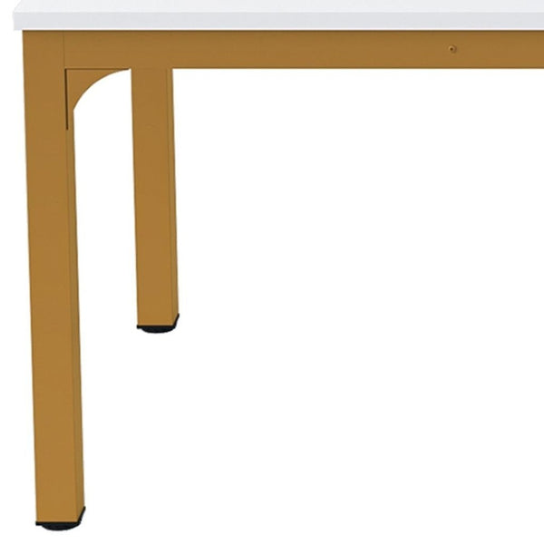 HomeRoots 46" White Solid Wood Dining Table - Elegant Oak Design for Modern Homes, Seats 6 Comfortably! 635741
