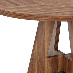 HomeRoots 47" Brown Solid Wood Round Dining Table with Pedestal Base – Timeless Design for Elegant Gatherings 635744