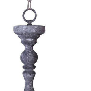 HomeRoots Gray Distressed Galvanized Metal Dimmable Chandelier with Natural Burlap Shade for Rustic Charm 635748