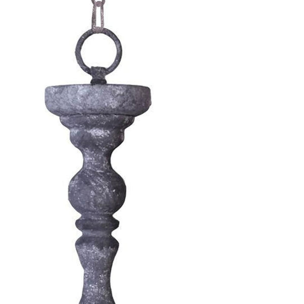 HomeRoots Gray Distressed Galvanized Metal Dimmable Chandelier with Natural Burlap Shade for Rustic Charm 635748