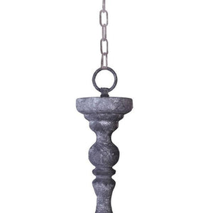 HomeRoots Gray Distressed Galvanized Metal Dimmable Chandelier with Natural Burlap Shade for Rustic Charm 635748