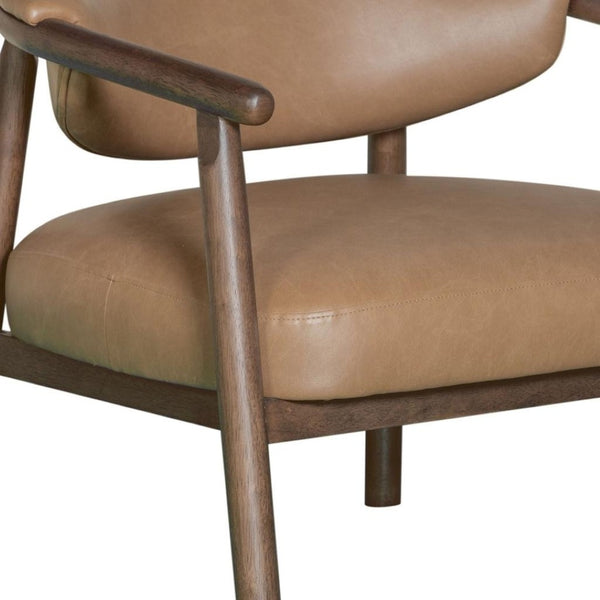 HomeRoots 33" Brown and Dark Brown Faux Leather Arm Chair - Mid-Century Modern Design for Living Spaces 635751