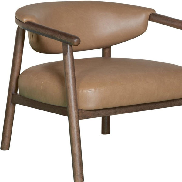 HomeRoots 33" Brown and Dark Brown Faux Leather Arm Chair - Mid-Century Modern Design for Living Spaces 635751