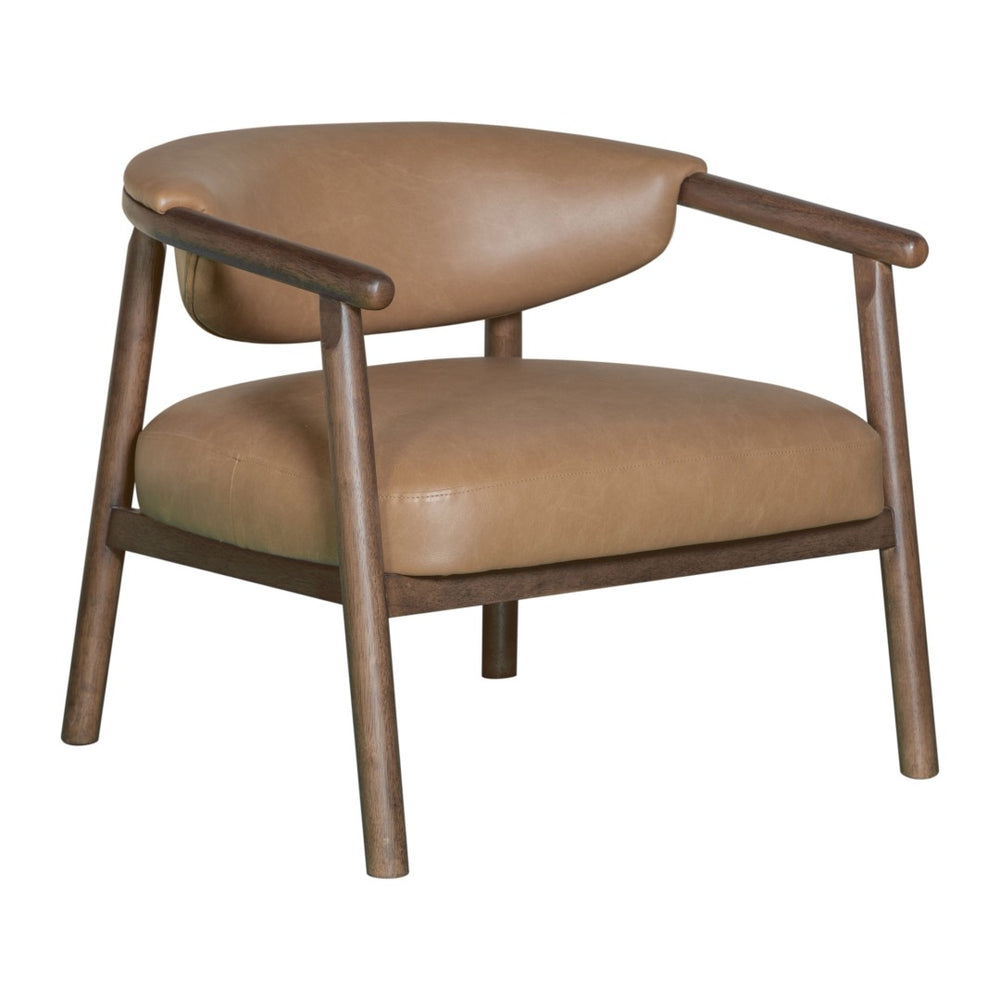 HomeRoots 33" Brown and Dark Brown Faux Leather Arm Chair - Mid-Century Modern Design for Living Spaces 635751