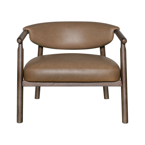 HomeRoots 33" Brown and Dark Brown Faux Leather Arm Chair - Mid-Century Modern Design for Living Spaces 635751