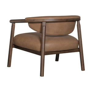 HomeRoots 33" Brown and Dark Brown Faux Leather Arm Chair - Mid-Century Modern Design for Living Spaces 635751