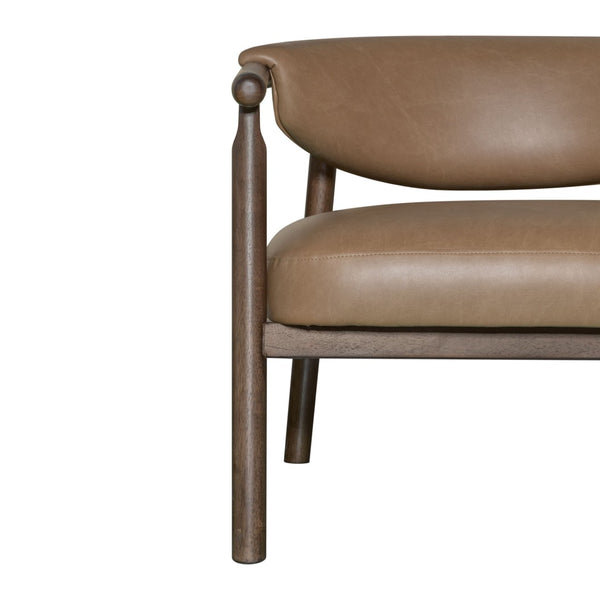 HomeRoots 33" Brown and Dark Brown Faux Leather Arm Chair - Mid-Century Modern Design for Living Spaces 635751