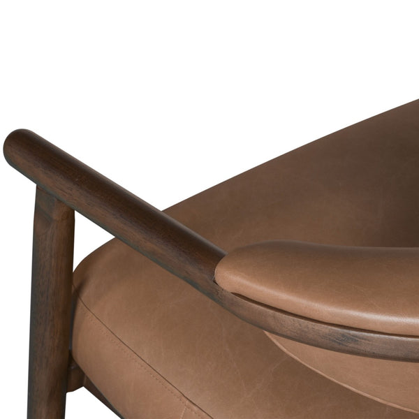 HomeRoots 33" Brown and Dark Brown Faux Leather Arm Chair - Mid-Century Modern Design for Living Spaces 635751