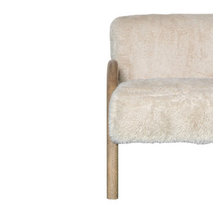 HomeRoots 30" Off White Faux Fur Accent Chair with Natural Wood Frame for Modern Boho Chic Style Upgrade 635752