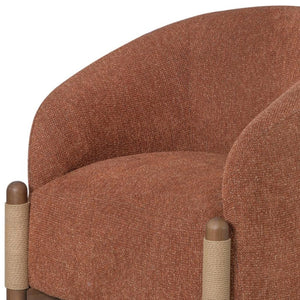 HomeRoots 30" Rust and Brown Fabric Arm Chair - Modern Comfort with Sturdy Wooden Frame for Any Space 635753