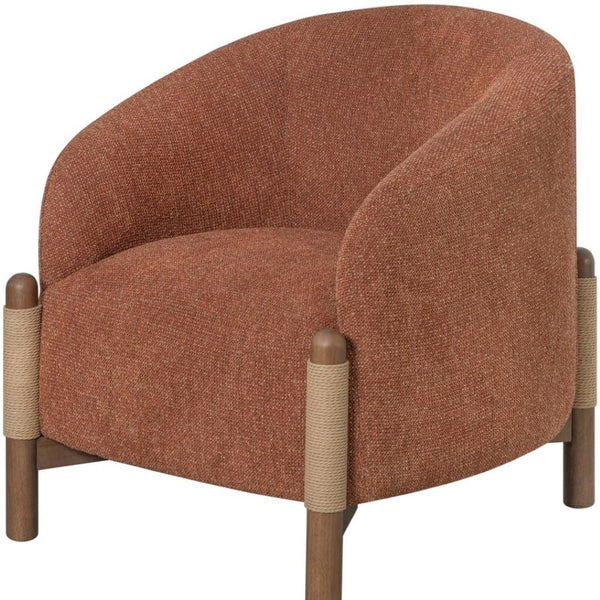 HomeRoots 30" Rust and Brown Fabric Arm Chair - Modern Comfort with Sturdy Wooden Frame for Any Space 635753