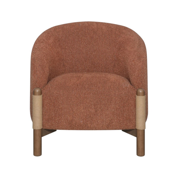 HomeRoots 30" Rust and Brown Fabric Arm Chair - Modern Comfort with Sturdy Wooden Frame for Any Space 635753