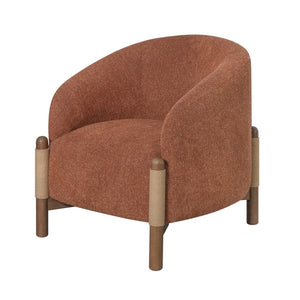 HomeRoots 30" Rust and Brown Fabric Arm Chair - Modern Comfort with Sturdy Wooden Frame for Any Space 635753