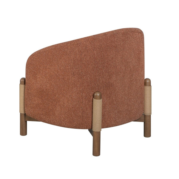 HomeRoots 30" Rust and Brown Fabric Arm Chair - Modern Comfort with Sturdy Wooden Frame for Any Space 635753