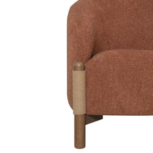 HomeRoots 30" Rust and Brown Fabric Arm Chair - Modern Comfort with Sturdy Wooden Frame for Any Space 635753