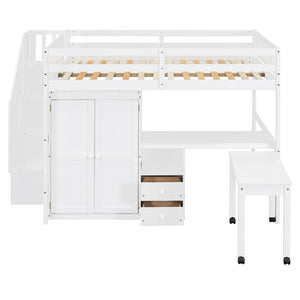English Elm Queen Murphy Bed with Integrated Desk Cabinet Shelves Space Saving Studio Solution White N708S00014K
