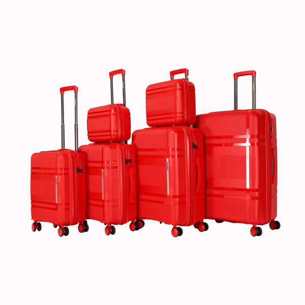 English Elm 6-piece Hard Shell Spinner Luggage Set Expandable Polypropylene with Combo Lock Red T3292P328777