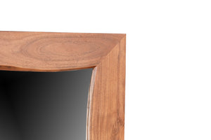 HomeRoots 24" Brown Solid Wood Accent Mirror - Versatile Design for Wall Mount or Freestanding Display 635806