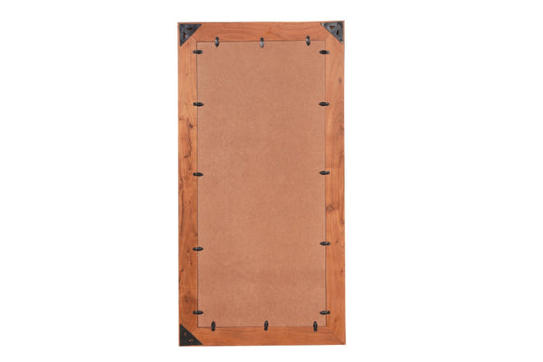 HomeRoots 24" Brown Solid Wood Accent Mirror - Versatile Design for Wall Mount or Freestanding Display 635806