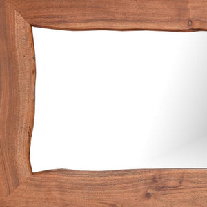 HomeRoots 24" Brown Solid Wood Accent Mirror - Versatile Design for Wall Mount or Freestanding Display 635806