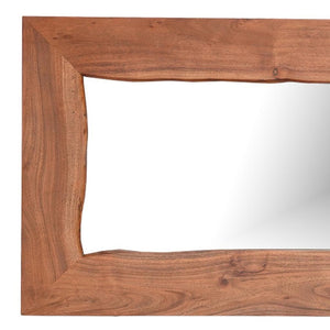 HomeRoots 24" Brown Solid Wood Accent Mirror - Versatile Design for Wall Mount or Freestanding Display 635806