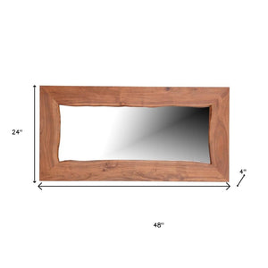 HomeRoots 24" Brown Solid Wood Accent Mirror - Versatile Design for Wall Mount or Freestanding Display 635806